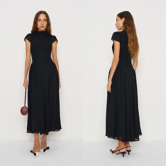 REFORMATION Maven Navy Midi Dress 4P REFORMATION Maven Navy Midi Dress 4P
